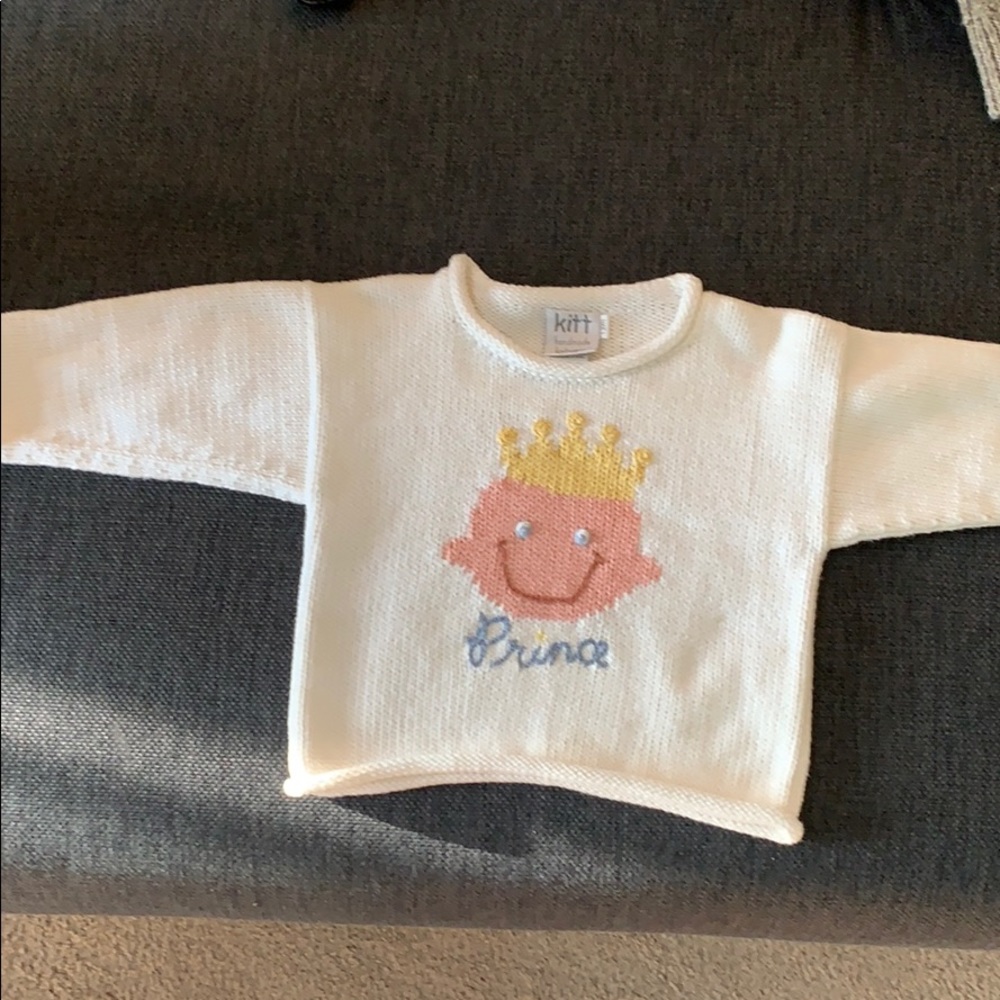 Hand knit “prince” sweater 12 months